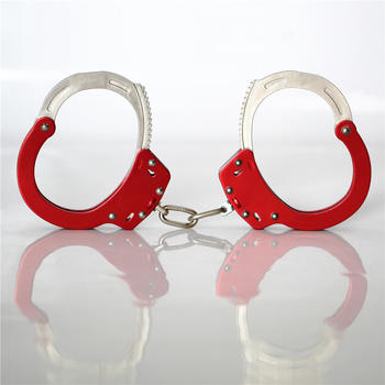 Police Metal Chain HandCuffs with Safety Release And Key Silver