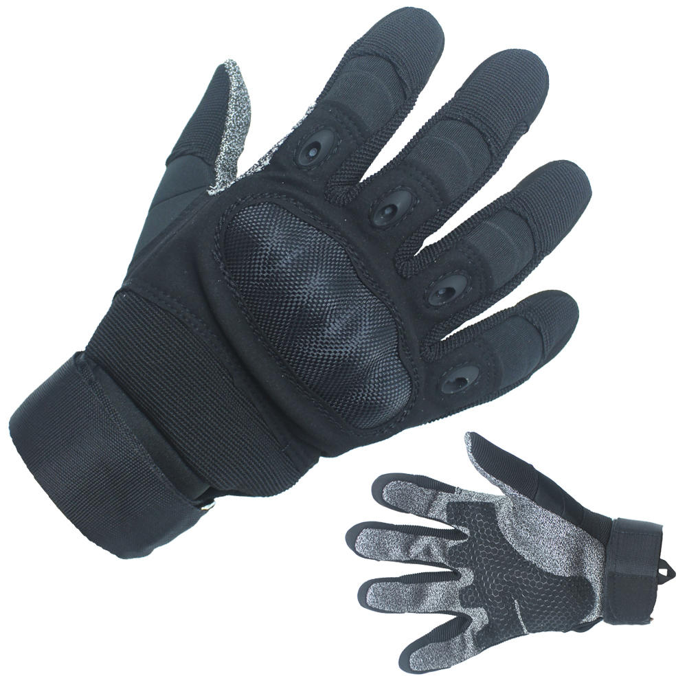 Custom Tactical Gloves Black Hard Shell with Textile Palm
